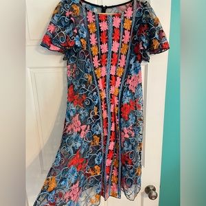 Anthropologie embroidered dress with slip